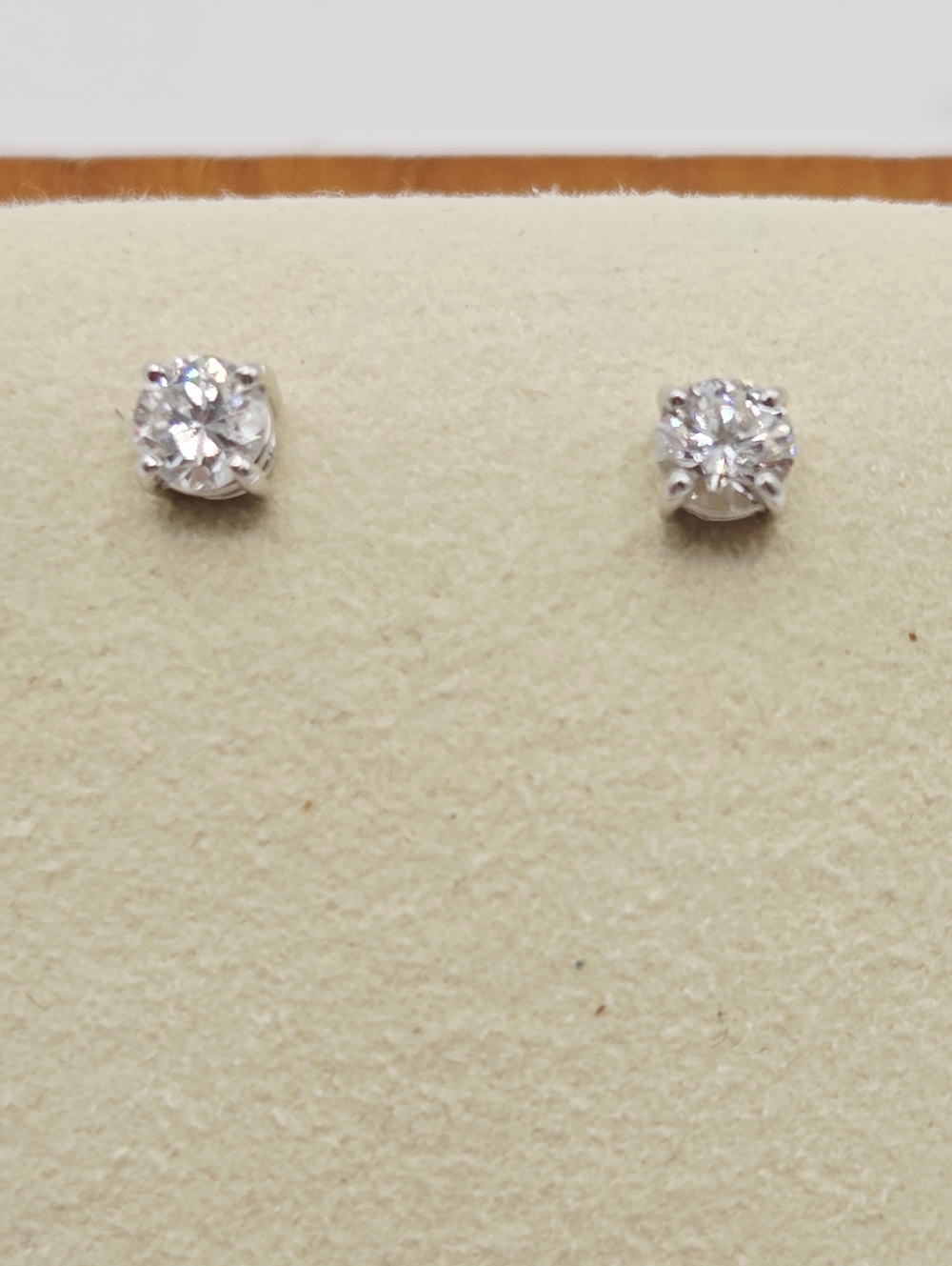 Diamond Stud Earrings  Round Natural  14KT Gold 4 Prongs Minimalist - Picture 12 of 16
